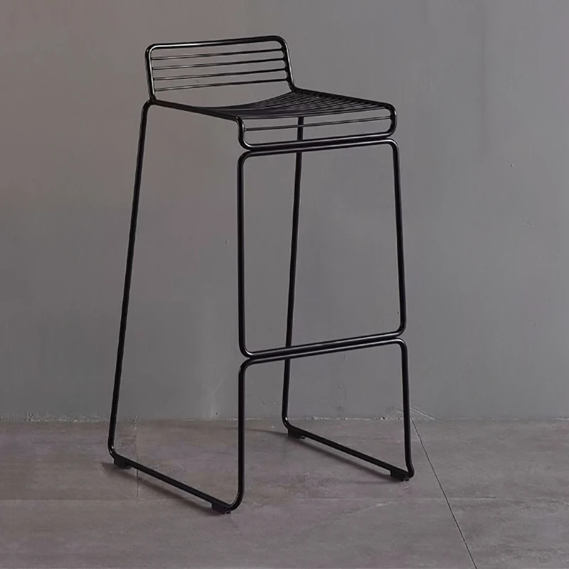 

Kitchen High Bar Chair White Metal Waterproof Outdoor Square Retro Balcony Black Counter Chairs Reception Longue Furniture Chair