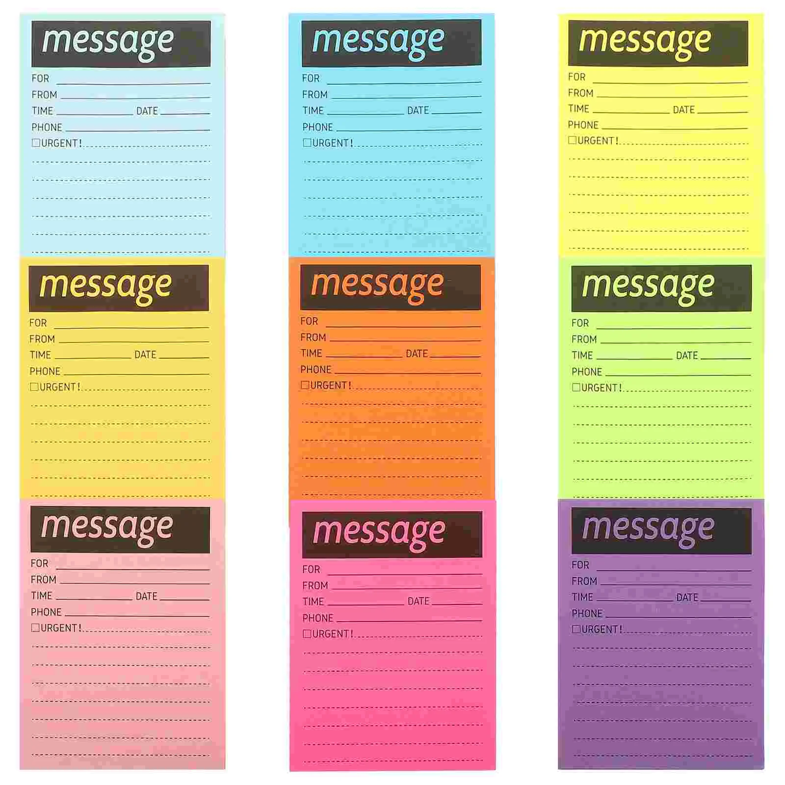 

9 Books Fluorescent Household Memo Stickers Message Pads Paper Multi-function Office