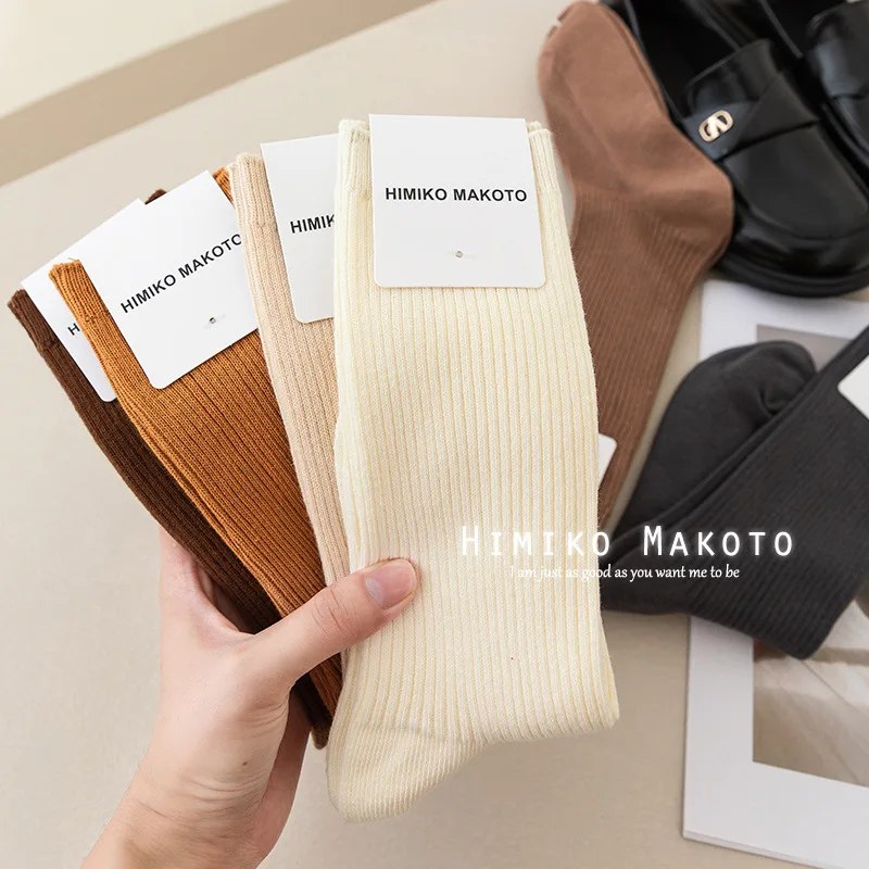 

Japanese White Socks Style Autumn Winter Woman Women Cotton Cute Sweets Mid Tube Female Funny Harajuku Fashion Pile Fun Ins Long