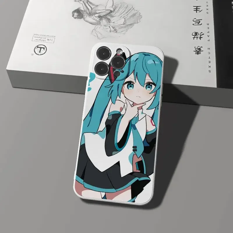 Hatsune ميكو Kawaii الهاتف حالات آيفون 14 برو ماكس 13 12 11 XR X XS ماكس 7 8 زائد سيليكون حالات أنيمي لطيف الهاتف الغطاء الخلفي