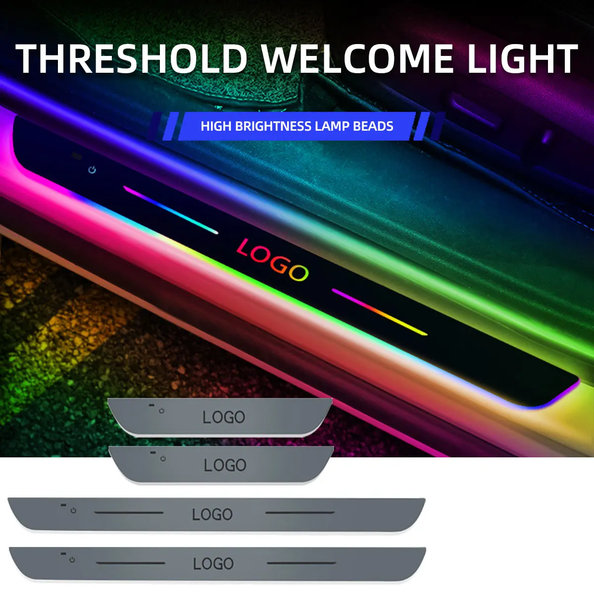 4pcs Car LED Welcome light Door Threshold Welcome Decorative lights Auto Pedal LED Atmosphere lights For Tesla Ford VOLKSWAGEN