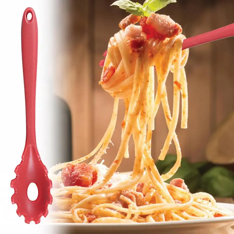 Long Handle Spaghetti Spoon Silicone Pasta Noodle Colander Noodle Catcher Slot Spoon Pasta Tools Kitchen Gadget