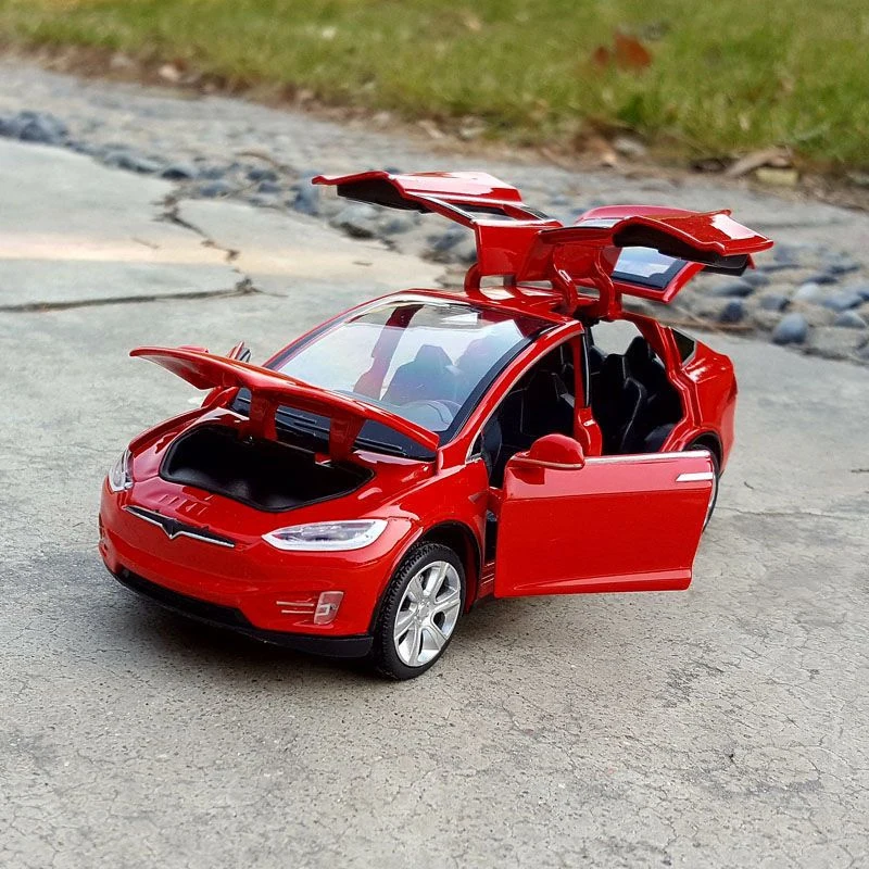 1:32 Model X Model 3 Alloy New Energy Car Model Diecasts Metal Toy Vehicles Car Model Sound and Light Collection Kids Gift