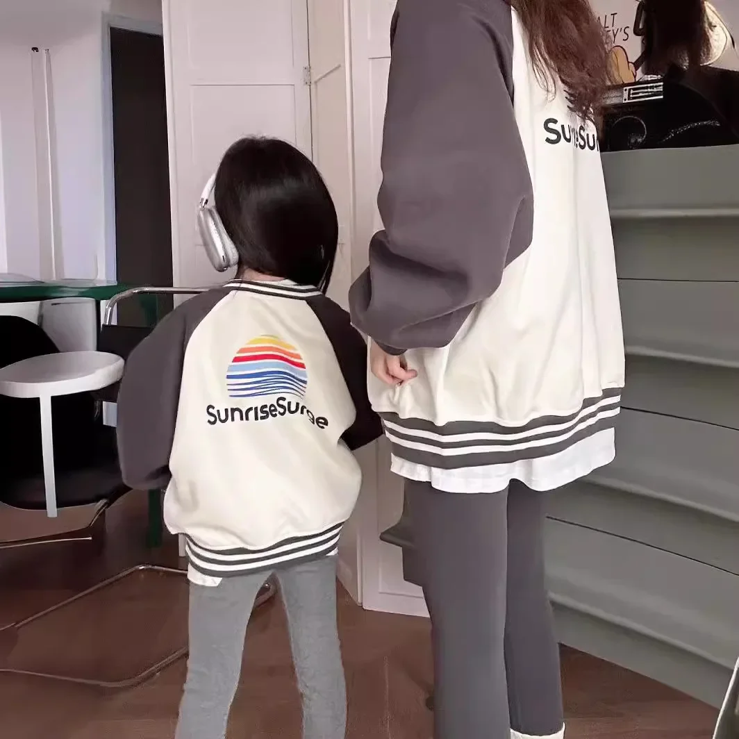 Mom and Daughter Son Matching Jacket for Family Clothes Korean Style Mother and Baby Girl Boy Coat Spring Parent-Child Outfits