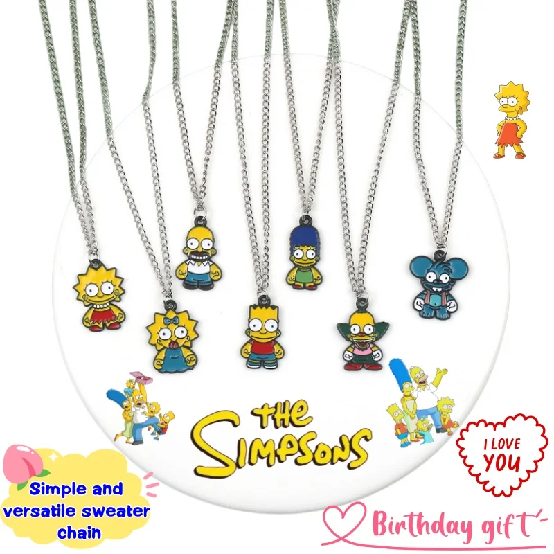 

The Simpsons Marge Bart Lisa Homer Krusty the Clown Creative Simple Sweater Joker Necklace Cartoon Cute Clavicle Chain Jewelry