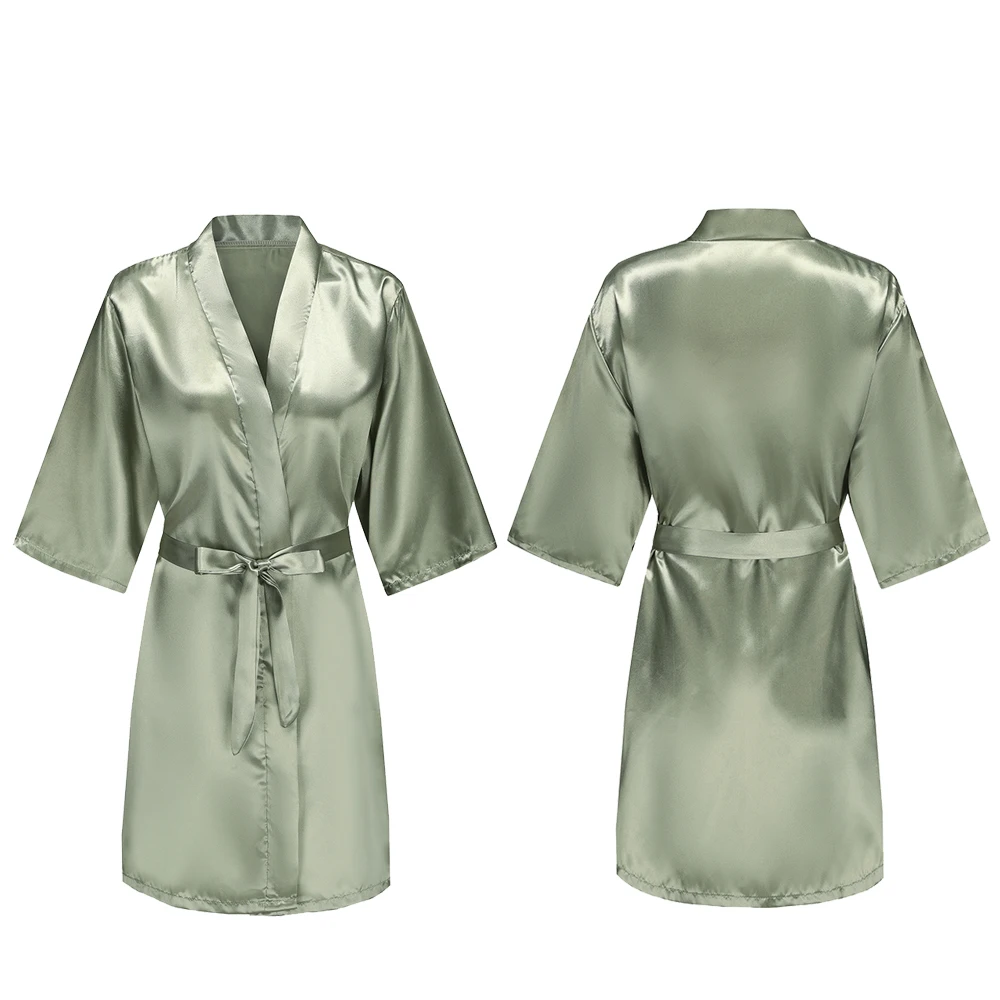 Women's Pure Short Silky Robes Bridesmaid Bride Party Satin Robes Sleepwear