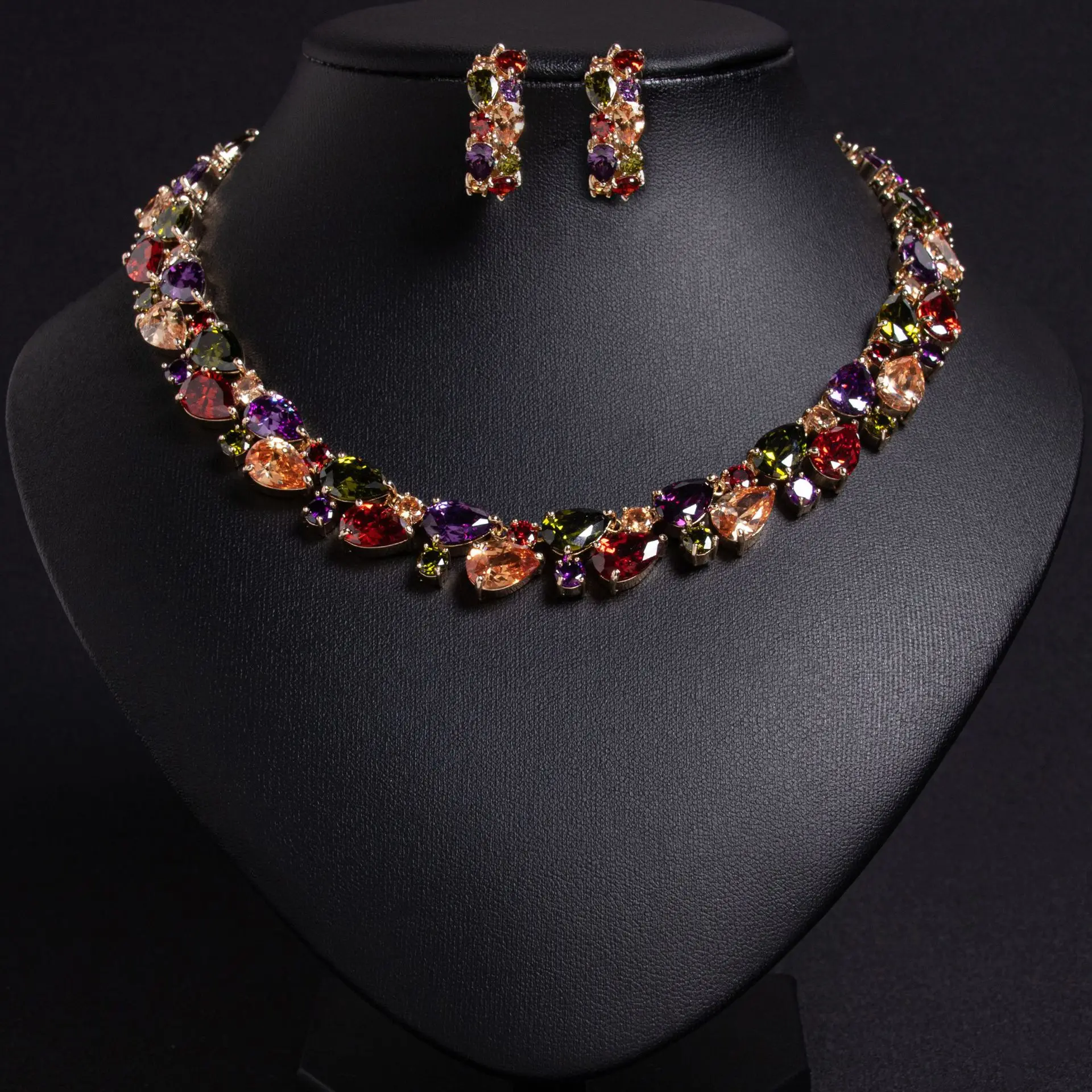Summer 2026 High-end Women's Zircon pendant jewelry Set, Light Luxury Evening Earrings, Necklace, Wedding Accessories