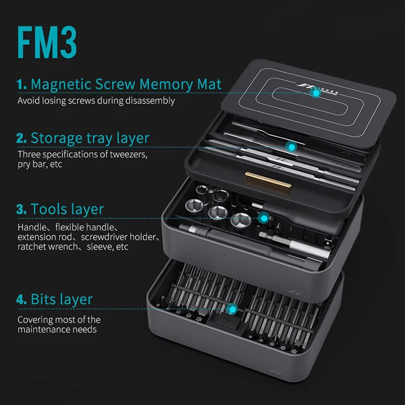 Xiaomi JIMIHOME FM3 Screwdriver Kit 100 in 1 Magnetic Bits Tweezers Extension Rod Ratchet Wrench Tools Screwdriver Set with Case