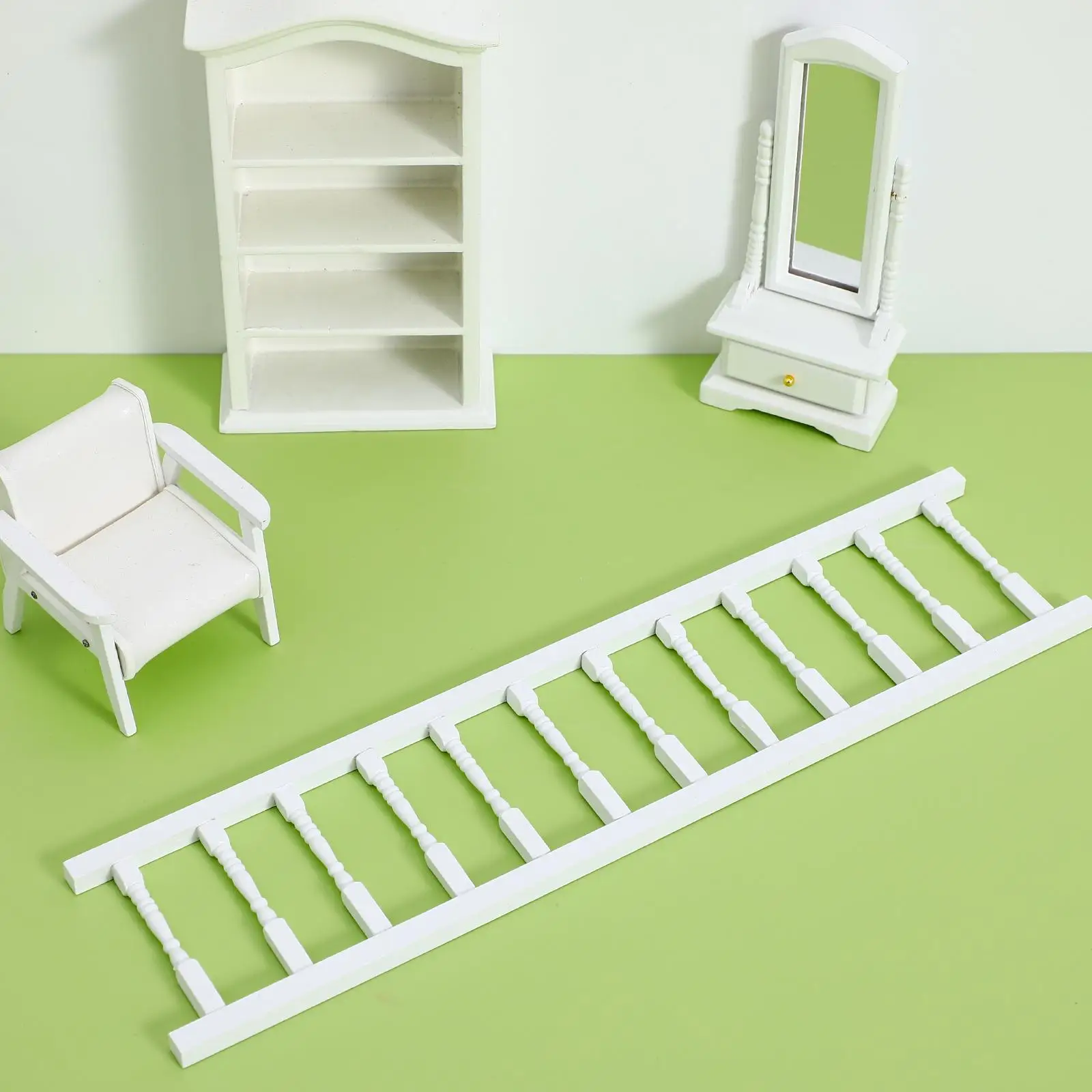Mini White Wooden Railing 1Pc Practical Home Decor Accessories Mini Furniture Simulated House Model Toy Photography