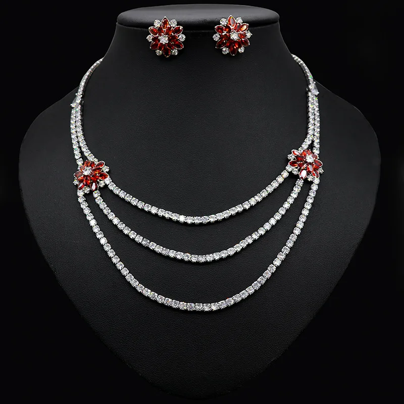 

High Quality Zirconia Jewelry Set Crystal Necklace Earring Set Luxury Quality Jewelry for Bridal Jewelry Set Wedding Accessories