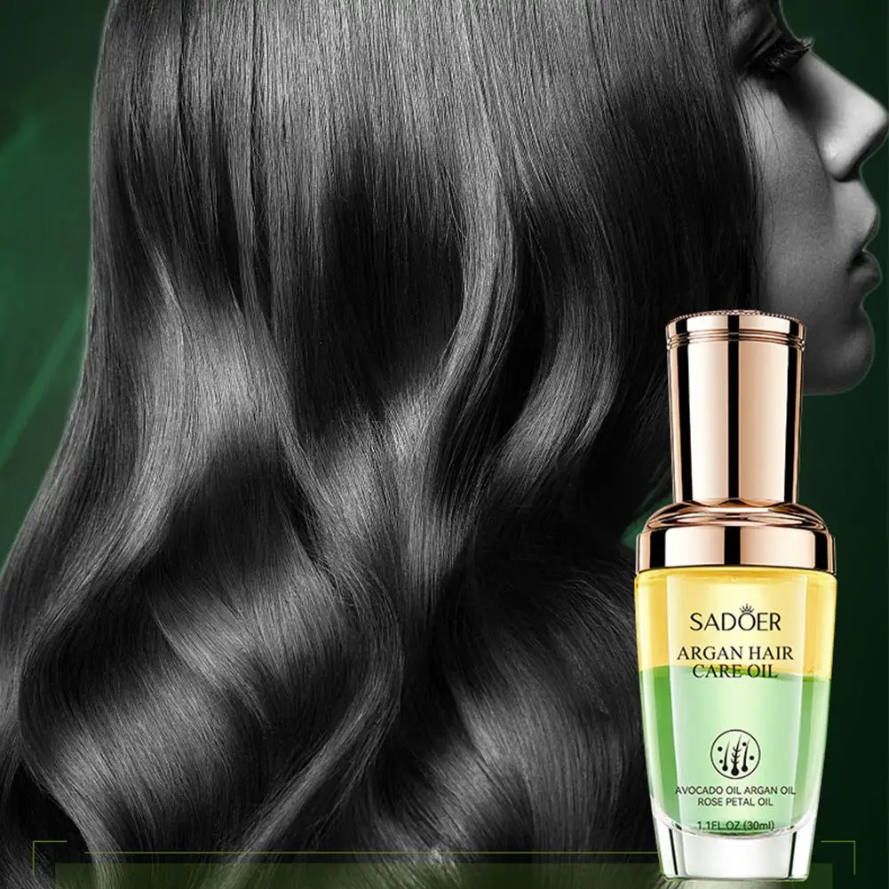 Minyak Argan murni rambut 30ML, minyak esensial rambut untuk perawatan rambut kering multifungsi untuk wanita O1Q2