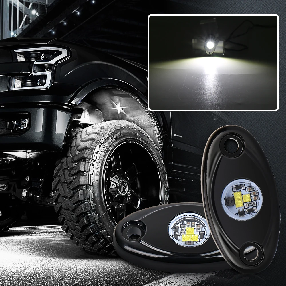 MOVOTOR Other Car Light Accessories 12V LED IP67 Waterproof LED Single Color Rock Light Pod for mini truck ATV 2PCS