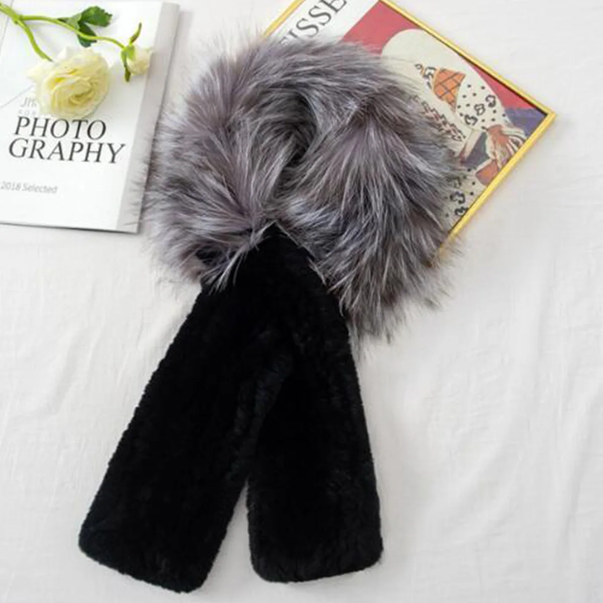 

Шарф из натурального кроличьего меха, зимние аксессуары, утолщенный мягкий пушистый шарф для шеи, шарф из натурального кроличьего меха лисы, горячая распродажа FEIMANYUAN