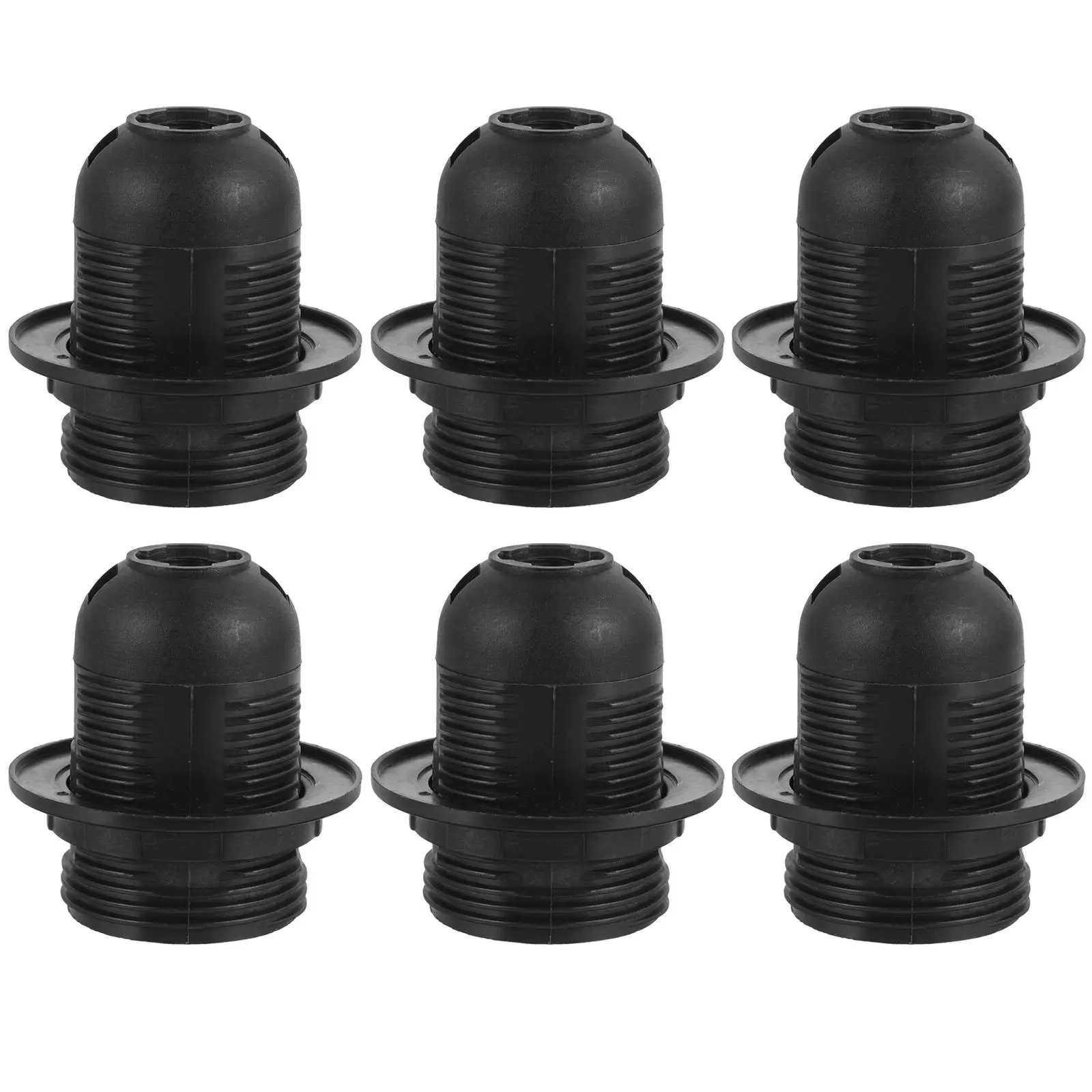 

6pcs E27 Lamp Head Full Teeth Black Sockets Parts LED Light Socket Lamp Holder Table Lamps Household Light Bulb Base Replacement