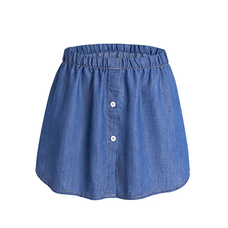 Femmes bleu détachable sous-jupe chemise extensions superposition irrégulière faux haut chemisier queue ourlet réglable chemise ourlet