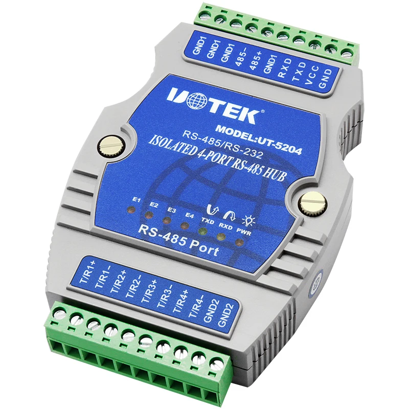 UOTEK UT-5204 الصناعية الصف DIN السكك الحديدية RS232 RS485 إلى 4 منافذ RS485 Hub