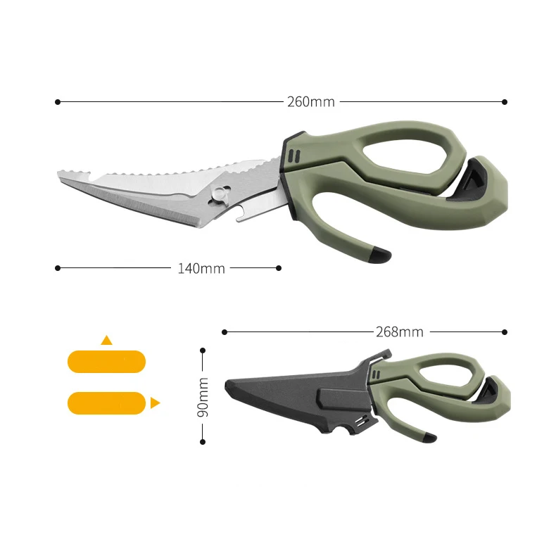 T50 Multifunction Tactical Scissors Survival Gear Camping Equipment Steel Kitchen Scissors Fish Cutter Pruning Shears Hand Tools