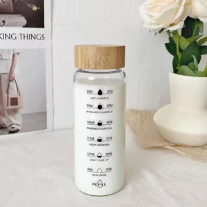 Garrafa de água de vidro de grande capacidade com escala de tempo, transparente, portátil, leite, suco, chá, simples, 700,1000 ml, 1-4pcs 10 principais vendas garrafa vidro 700ml - №6