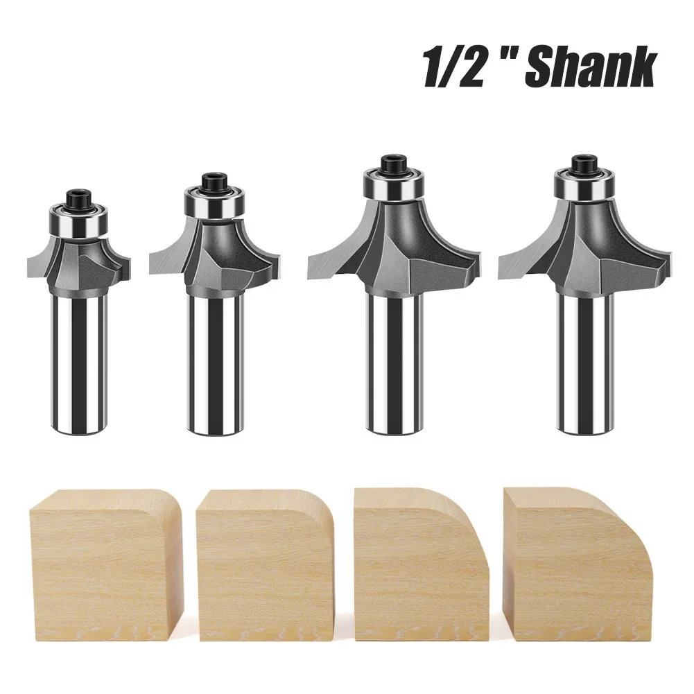 1PC 1/ 2inch Shank Corner Round Over Router Bit with Bearing Carbide Milling Cutter Roundover Bits Woodworking Tool