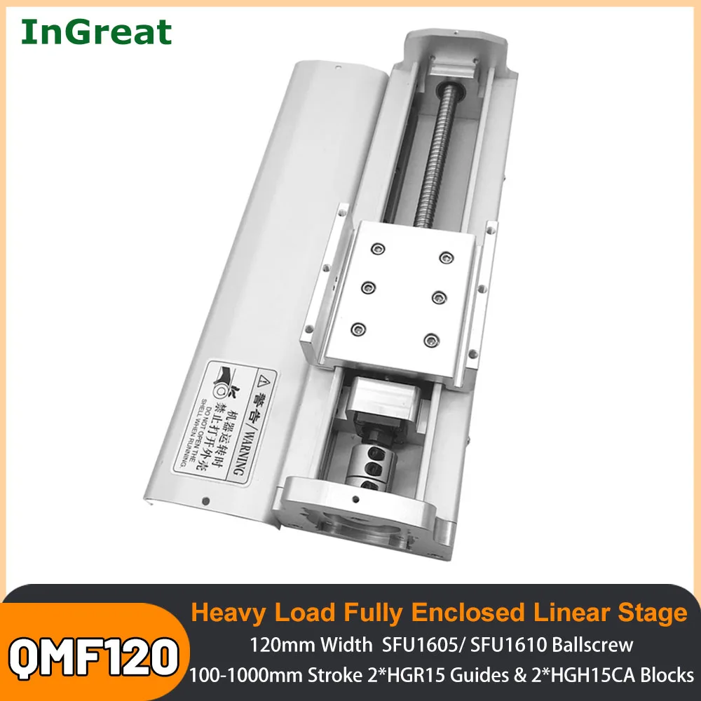 

CNC 120mm Wide Heavy Load Fully Enclosed Linear Guide Rail Dust Cover Sliding Table Module 100-1000mm SFU1605/1610 HGH15 HGR15