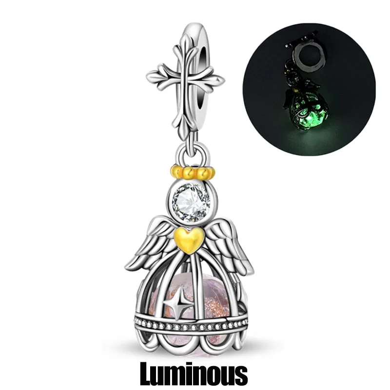 

100% стерлингового серебра 925 пробы, светящаяся серия, ангельская звезда, 3 мм, оригинальный дизайн, подвески, бусины, подходят для свадебной вечеринки, ювелирные изделия своими руками