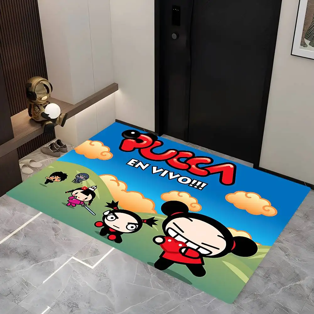 

Cute Cartoon P-Pucca G-GaruS Floor Mat Bathroom Mat Room Bedroom Decoration Balcony Anti-Slip Doormat Living Room Welcome Rug