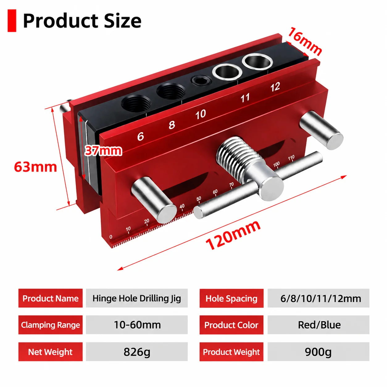 Woodworking Doweling Jig Straight Hole Drill Guide Vertical Locator Adjustable Edge Distance Shelf Pin Tenon MK-618
