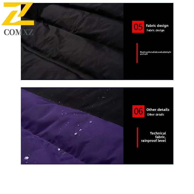 COMXZ Men Bread Jacket Trendy Classic Color Blocking Camping Picnicking Winter Padding Travel Windproof Streetwear Parker Coat