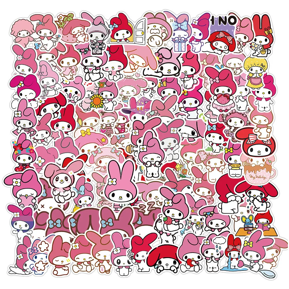 

10/30/50/100pcs Kawaii Kid Girls Anime My Melody Stickers Decal Decorative Phone Luggage Guitar Waterproof Cute DIY Toys Sticker