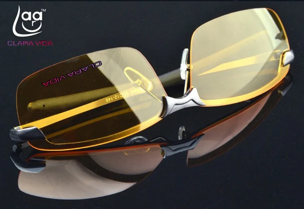 Night Use Yellow Lenses Polarization Polarized Alloy Frame Anti Glare Uv Brand Rimless Fashion Quality Discount Sunglasses