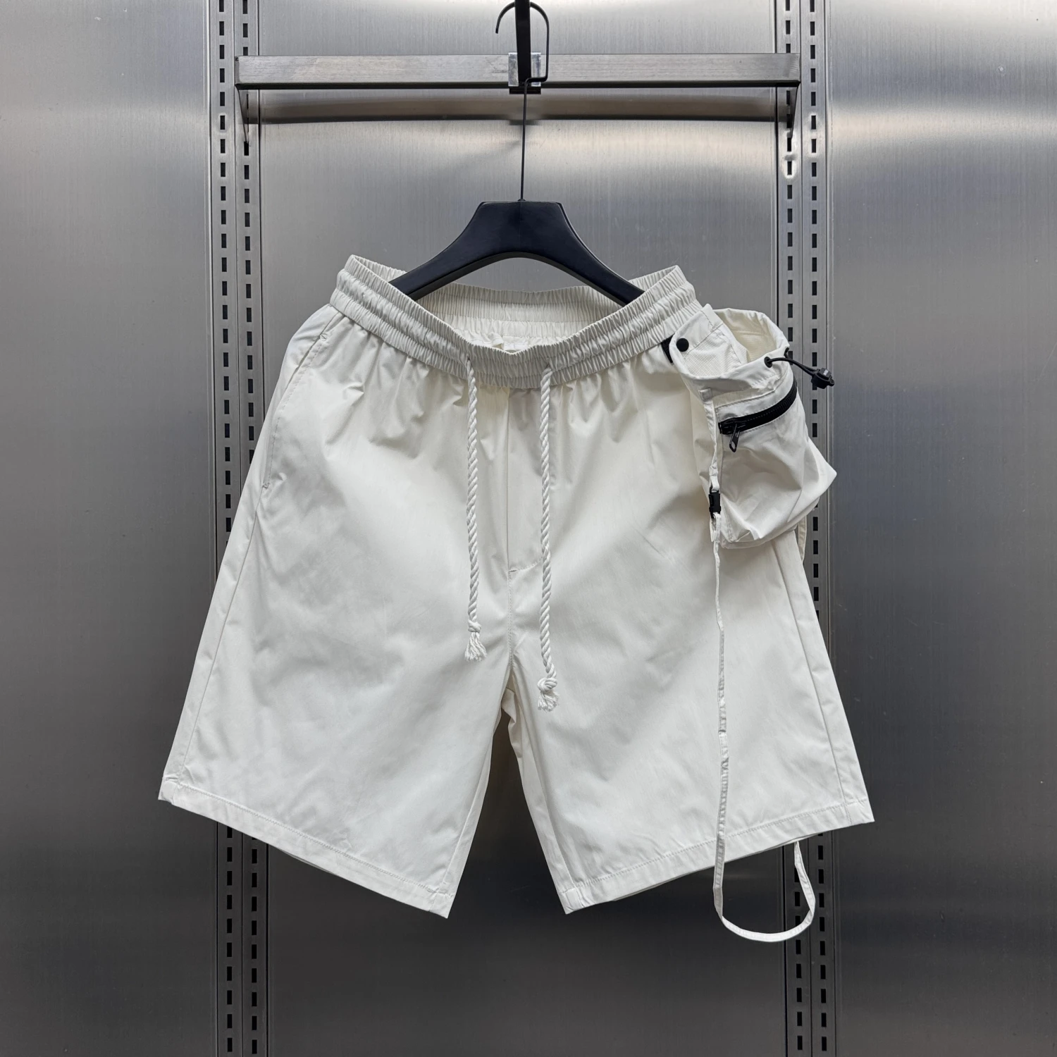 

Новые летние американские повседневные свободные мужские брюки orts Pure Color Dstring молодежные прямые брюки пять четвертей