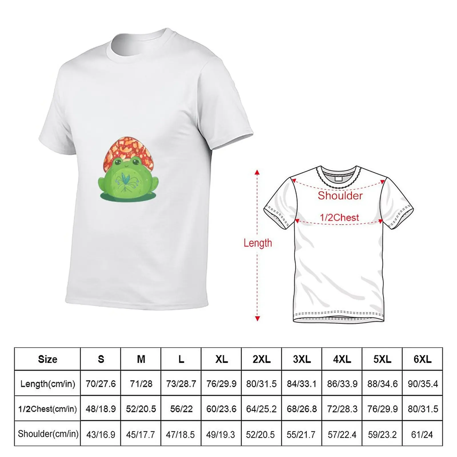 Cute Frog with a Mushroom Hat T-Shirt Fashion Pattern Printed Tee Shirt