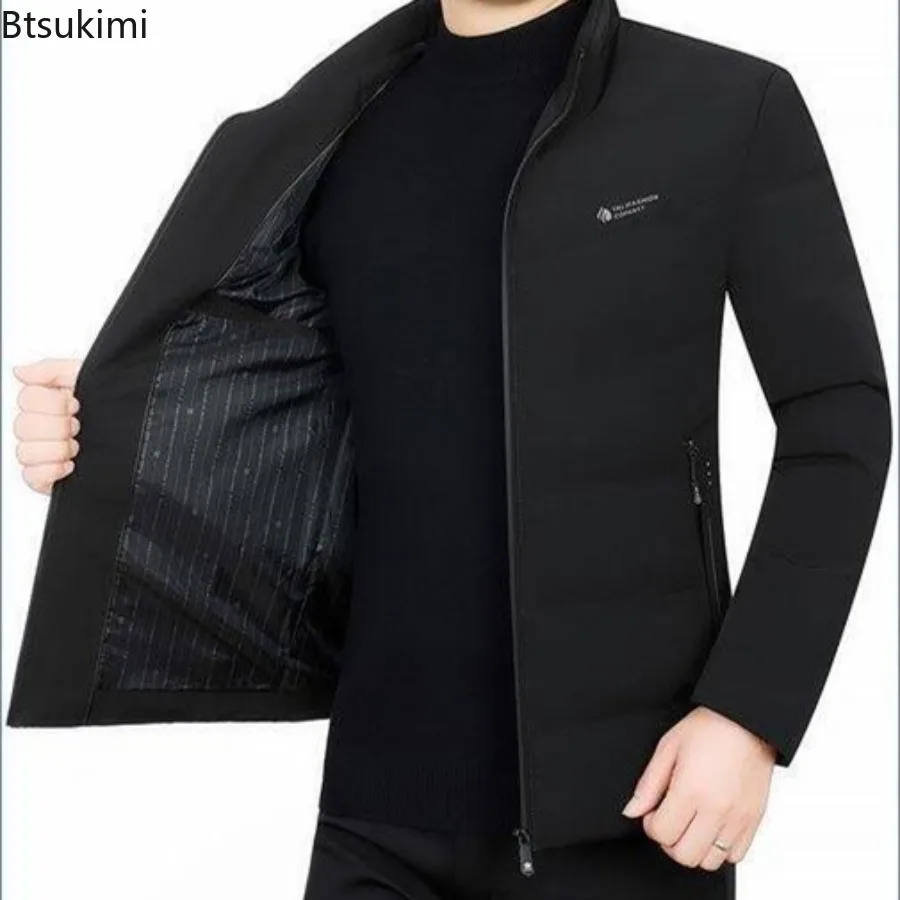 2025 Men's Casual Lightweight Duck Down Jackets Autumn Winter Outwear Slim Fit Short Parkas Windproof Warm Tops Padded Clothing