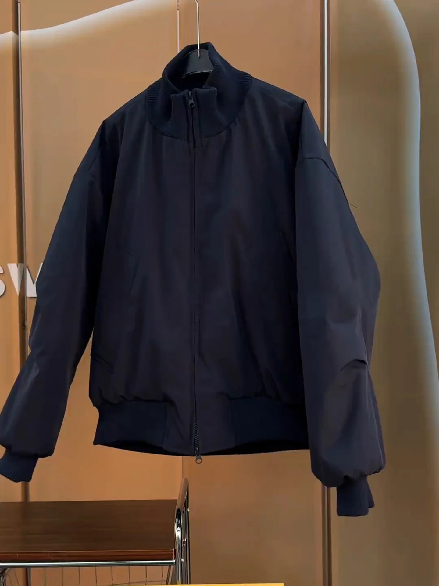 

Cotton Baseball Jaet Men's Autumn Winter Faionable ort Sle Stand Collar Filled Coat Warmth Youth Dync Sle