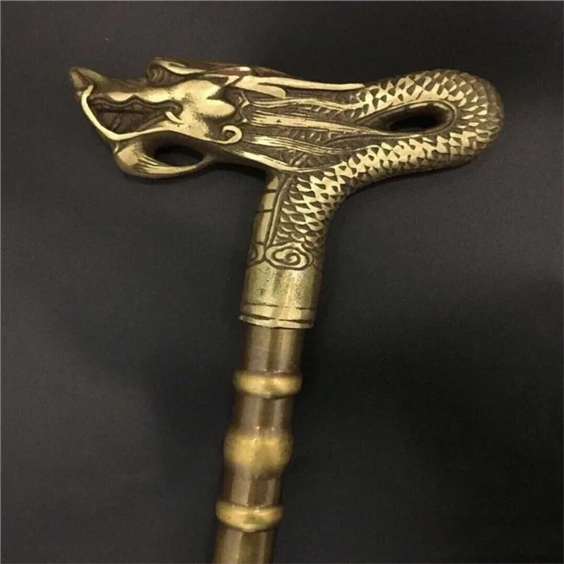 Brass with dragon , dove , horse head , longevity cane, collectible craft gift for the elderly