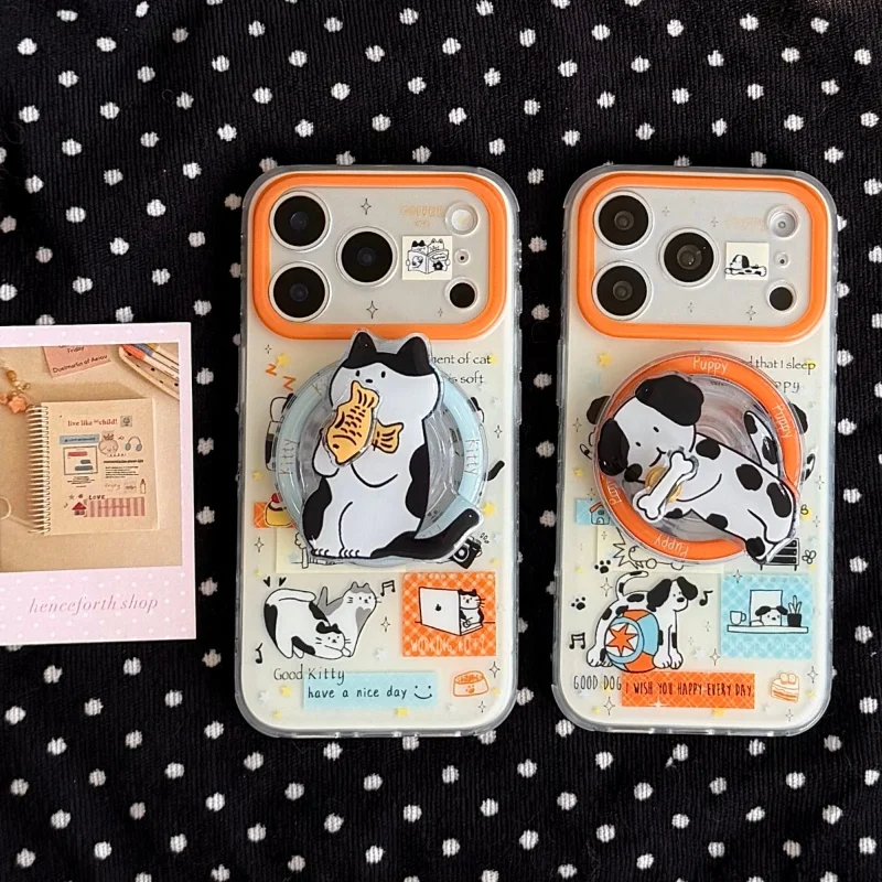 Coque de téléphone magnétique chat drôle et mignon, étui pour iPhone 17 Pro 15 14 16 Pro Max avec support Magsafe, étuis de dessin animé Kawaii 17 Promax
