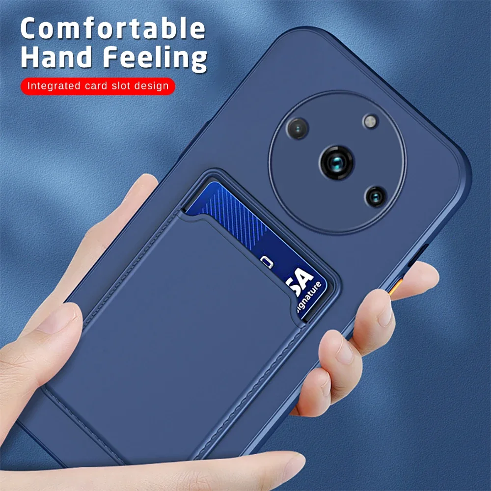 Étui en silicone souple pour Realme 11 Pro Plus, porte-cartes, coque arrière, pare-chocs antichoc pour appareil photo