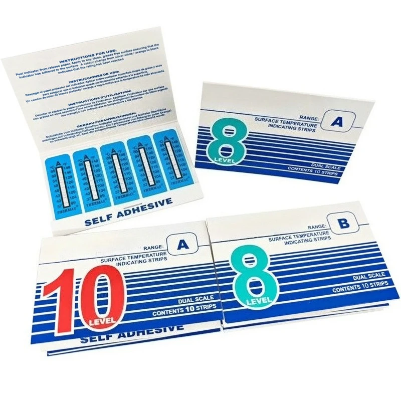 Temperature Sensitive Measurement Label Strip, 8 Grids 10 Grids, 10 Strips Per Book Thermal Indicator Paper