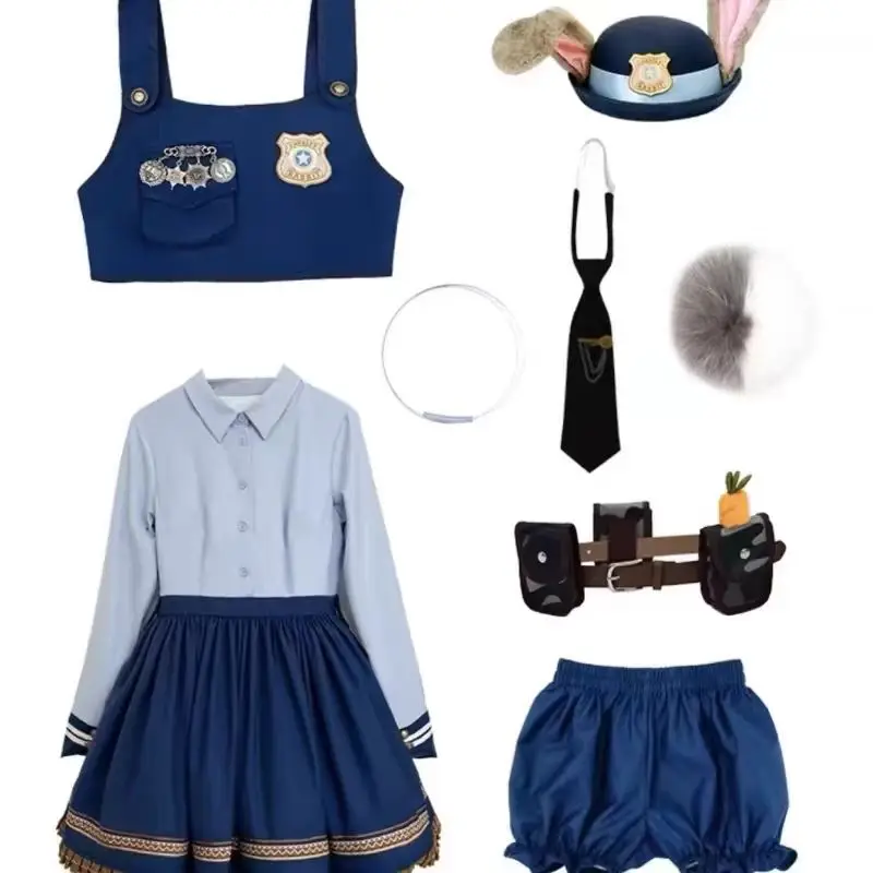 Królik Policjant Dorosły Cos Lolita Zestaw Sukienka Damska Halloween Cosplay Kamizelka Sukienka z długim rękawem i szorty Kostiumy damskie