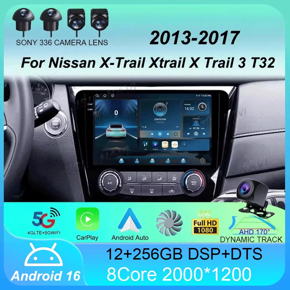 Car Radio Android 16 For Nissan X-Trail Xtrail X Trail 3 T32 2013 2014 2015 2016 2017 Navigation GPS Multimedia Player BT Stereo