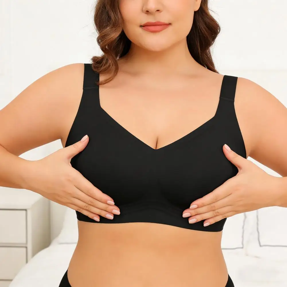 Women's Wireless Supportive Bra Plus Size Seamless Push Up Bra Soft No Underwire Full Coverage T-Shirt Bra