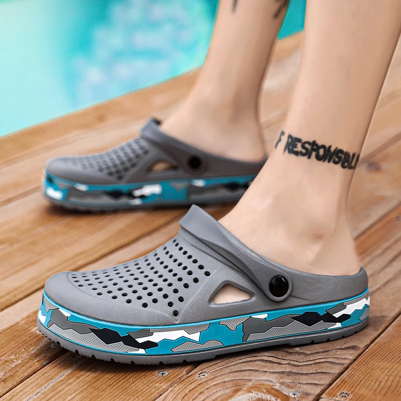 Summer Men Shoes Clogs Slippers Men Garden Flat Sandals Platform Sandals Man Water Shoes Male Sneakers Outdoor Home Slippers view 3