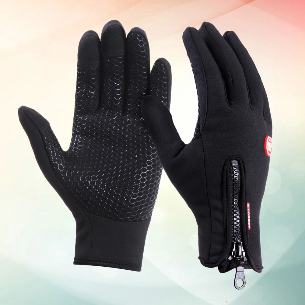 

Touch Screen Warm Gloves Cold Weather Cycling Biking Non Slip Polyester Durable Finger Heating Anti Slip Design Large Area Palm
