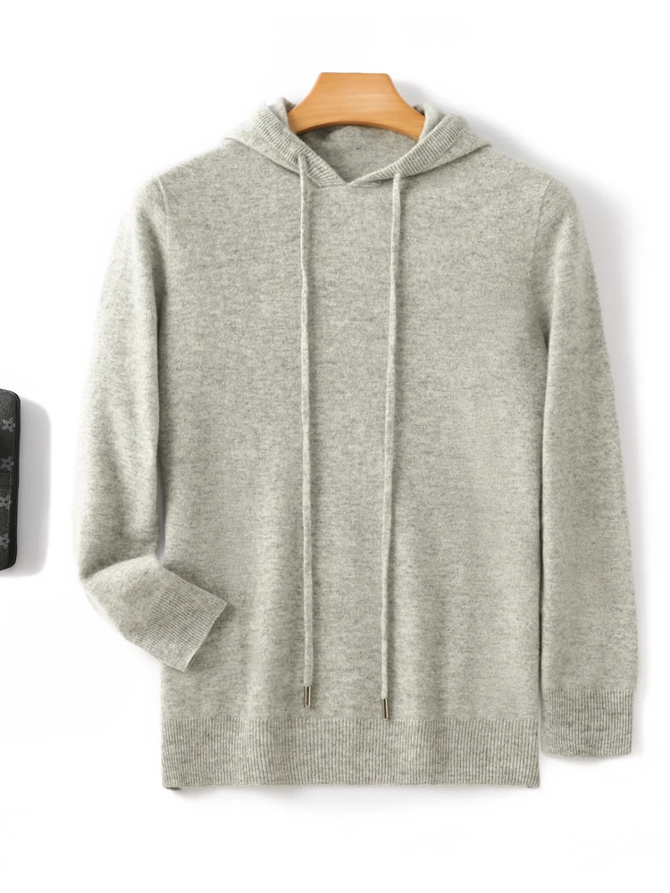 Autumn Winter Thick Men Cashmere Sweater Hoodies Soft Comfort Smart Casual Pullover 100% Cashmere Knitwear Clothing Tops