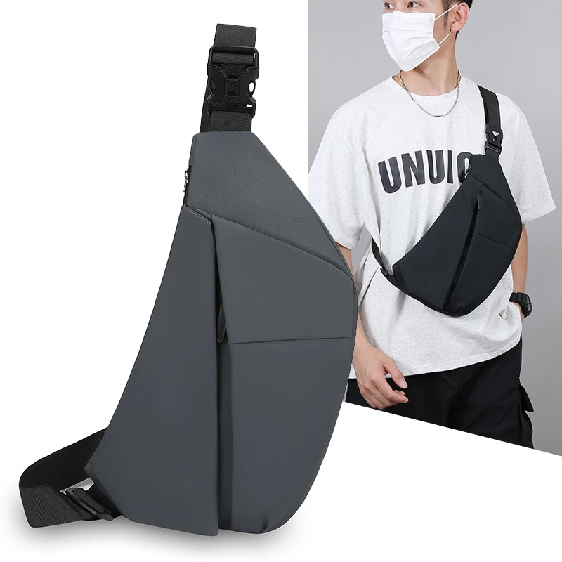 

Trendy and fashionable men's slim single-shoulder crossbody bag made of water-resistant Oxford fabric, suitable for urban