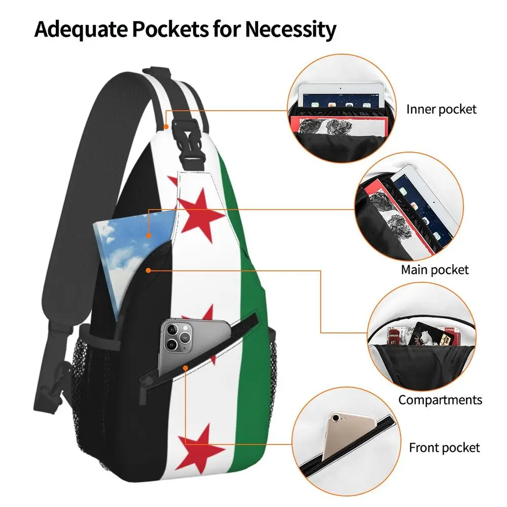 Syria Flag The Syrian Arab Republic Bags Chest Crossbody Shoulder Backpack Travel Hiking Daypacks Cool School Bags