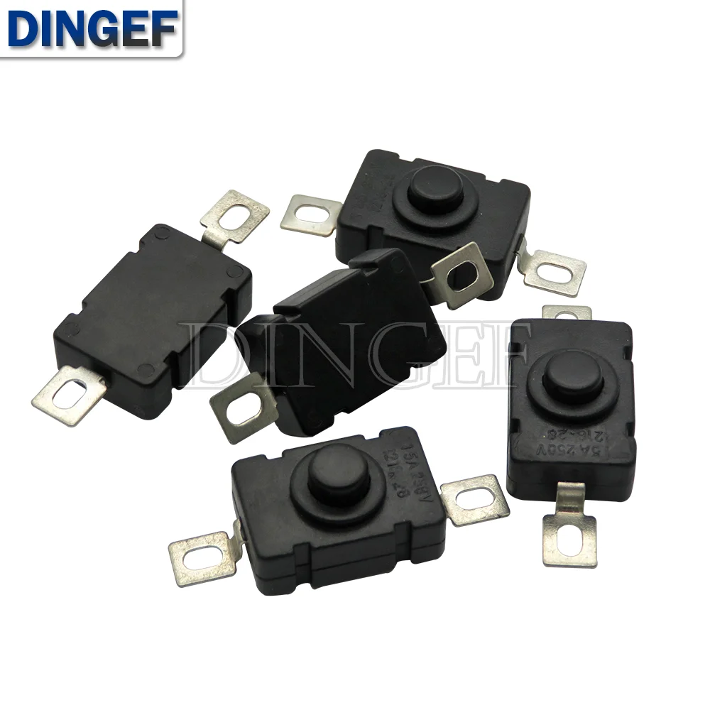 10PCS 18*12MM Flashlight Switch 1.5A 250VAC Self Locking Patch Type Push Button Switch 2P ON-OFF Small Switches KAN-28