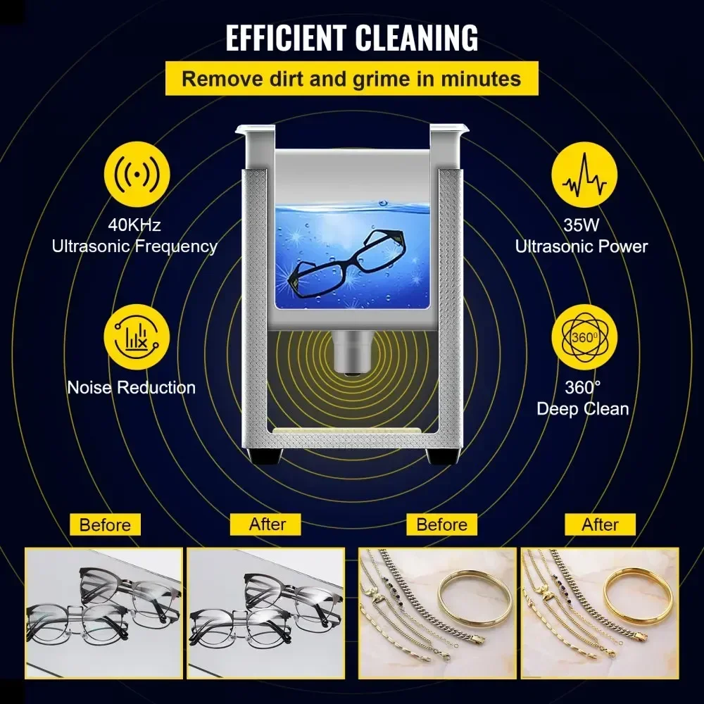Vevor Ultraschall reiniger 2.2l digitaler Heizungs-Timer zur Reinigung von Schmuck reinigung Brille Edelstahl für den persönlichen Gebrauch