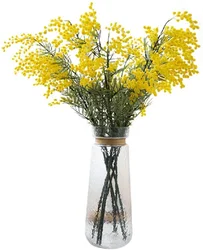 Mimosa Artificial Silk Flowers, Fake Plants, Branches Spray, Pudica Acacia Bouquet, Home Wedding Fall Decoration, Yellow, 4Pcs