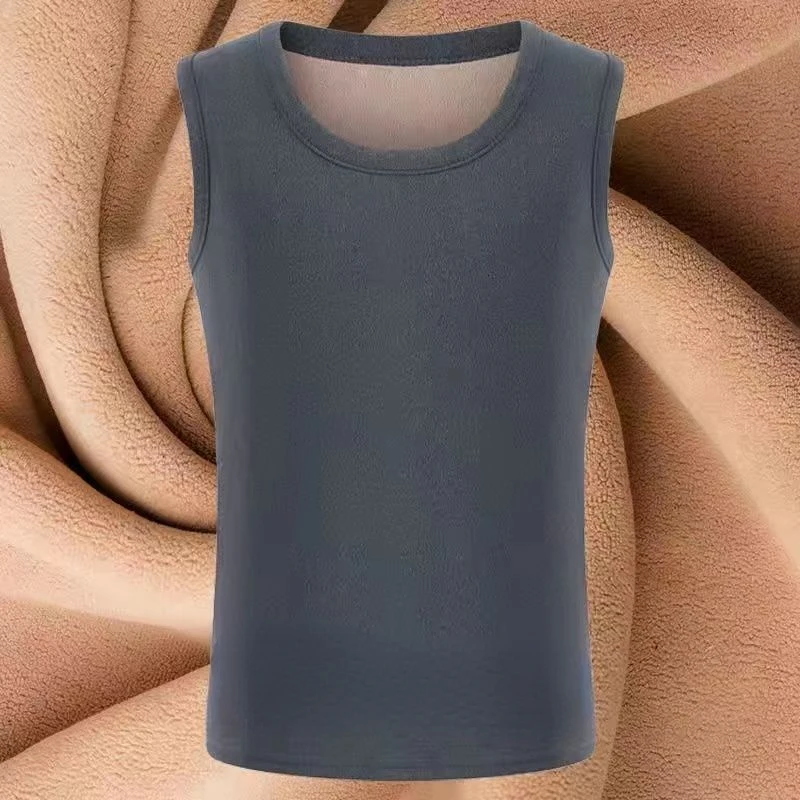 Men's Thermal Underwear Slim Undershirt Thicken Top Crew Neck Sleeveless Jacket T-Shirt Elastic Underwear Tank Top Winter C55